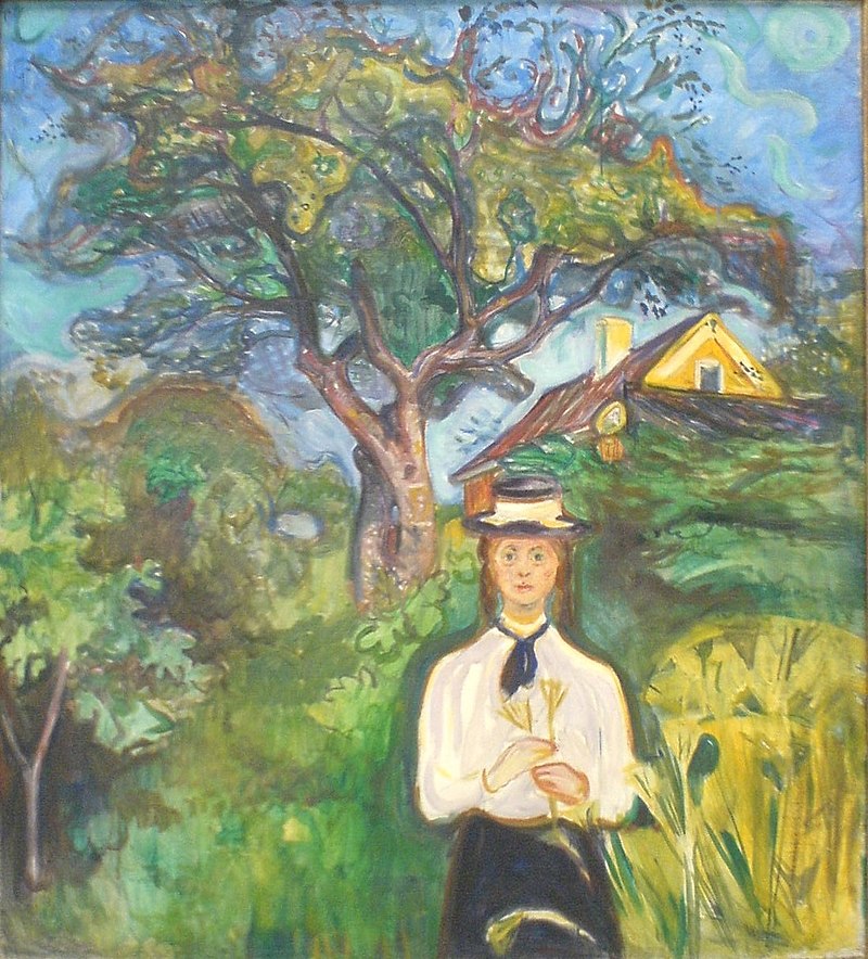 Edvard Munch Painting - Girl under the Apple tree